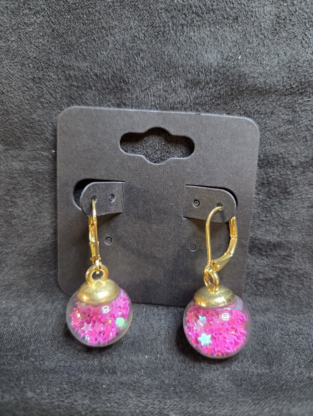 Gold-Accent Purple Star Globe Drop Earrings